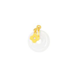 999 Gold Nephrite Floral Pendant