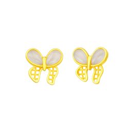 999 Gold Nephrite Ribbon Earrings