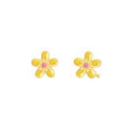 Yellow Gold Flower Earrings