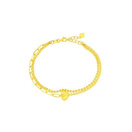 999 Gold Beaded Heart Bracelet