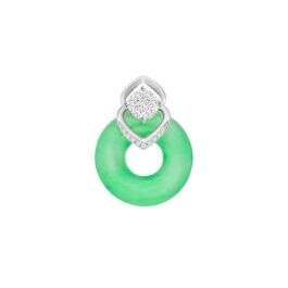 Jade with Cluster Diamonds Loop Round Pendant