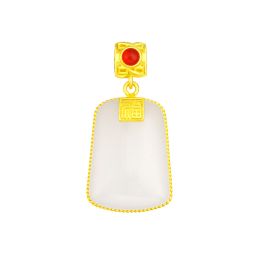 999 Gold Nephrite Jade Prosperity Pendant