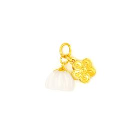 999 Gold Nephrite Lotus Pendant