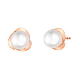 Rose Gold Pearl Petal Earrings 