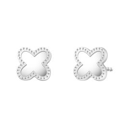 White Gold Clover Earrings