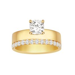 Cigar Tiered Cushion Square Diamond Ring