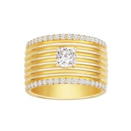 Paved Cigar Cushion Square Diamond Ring