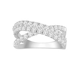 Double Paved Crossed Diamond Ring