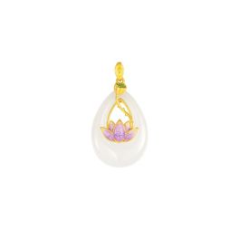 Nephrite Lotus Teardrop Pendant