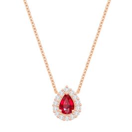 Ruby Diamond Halo Necklace