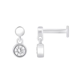White Gold Pebble Stud Earring