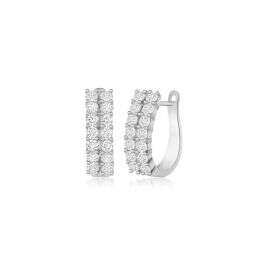 White Gold Dual Pavé Huggie Earring