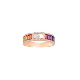 Rainbow Sapphire Diamond Rose Gold Ring