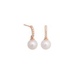 Pearl Rose Gold Diamond Drop Earrings