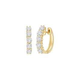 Yellow Gold Clustered Huggie Earrings