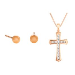 Diamond Cross Pendant & Earring