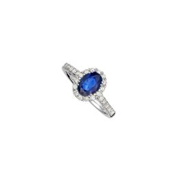 Blue Sapphire in Full Diamonds Ring