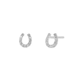 White Gold Horseshoe Earrings