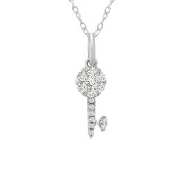 White Gold Diamond Key Pendant