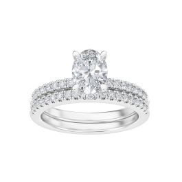 Oval Cut Double Pave Band Diamond Ring