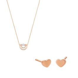 Diamond Necklace & Heart Earrings