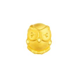 999 Gold Cheerful Owl Charm