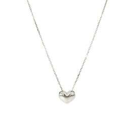 White Gold Puffy Heart Necklace