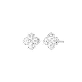 White Gold Stardust Floral Earrings