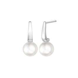 White Gold Pearl Earrings