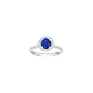 Blue Sapphire Diamond Halo Ring