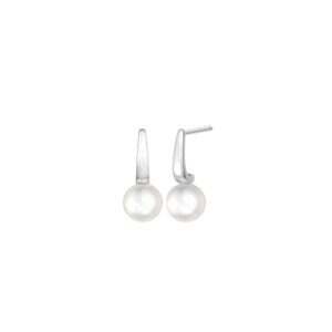 White Gold Pearl Earrings