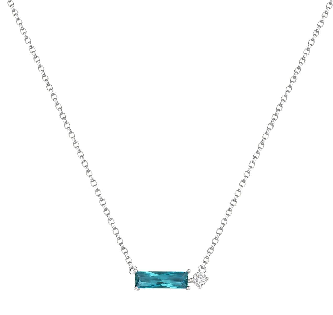 Baguette Topaz Diamond Necklace