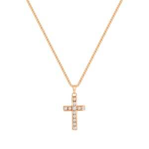 Diamond Rose Gold Cross Pendant
