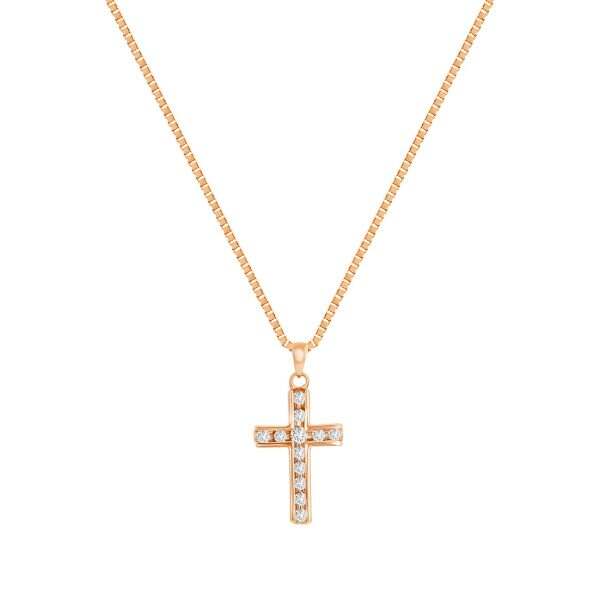 Diamond Rose Gold Cross Pendant