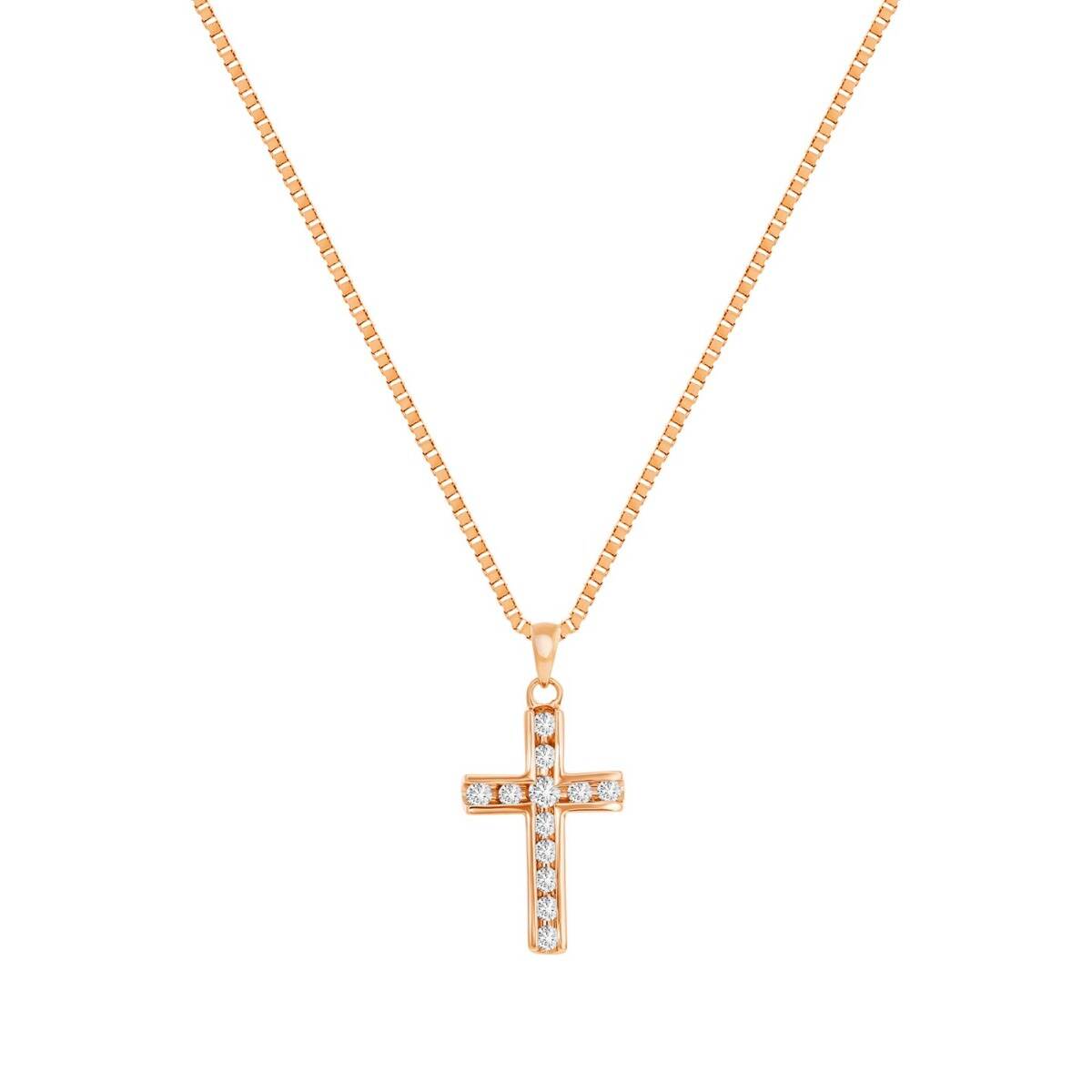 Diamond Rose Gold Cross Pendant