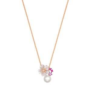 Pearl with Pink Quartz and Coloured Gems Necklace