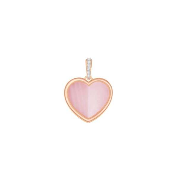 Pearlescent Heart Pendant with Diamonds