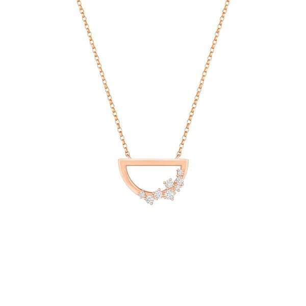 Half Moon Diamond Necklace in 14K Rose Gold