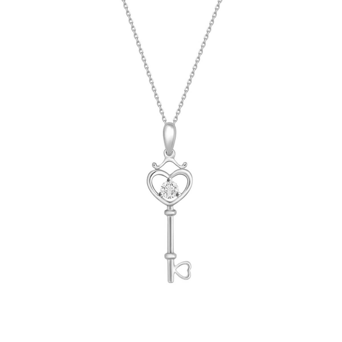 Diamond Key White Gold Necklace