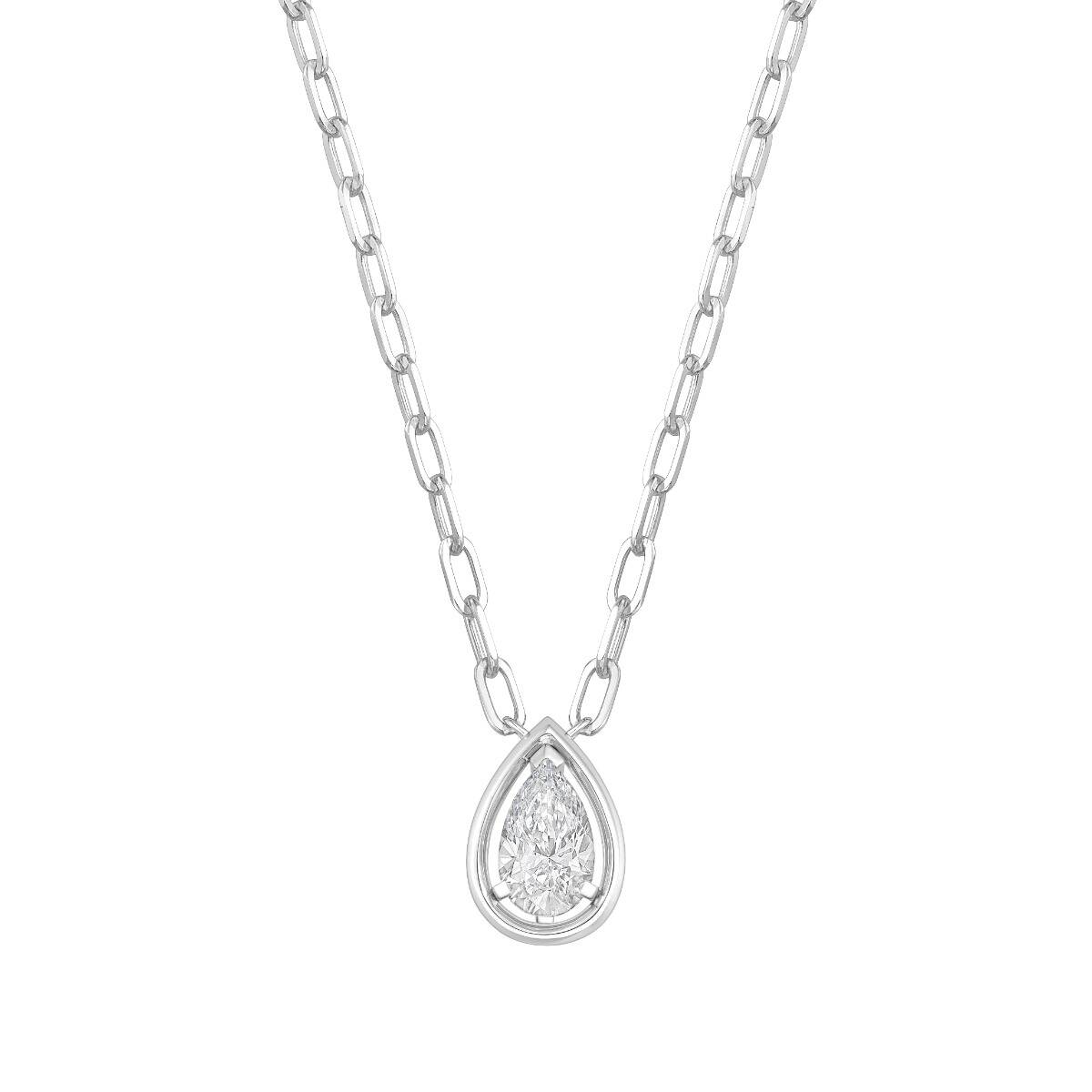 Lab-Grown Diamond Drop Bezel Necklace