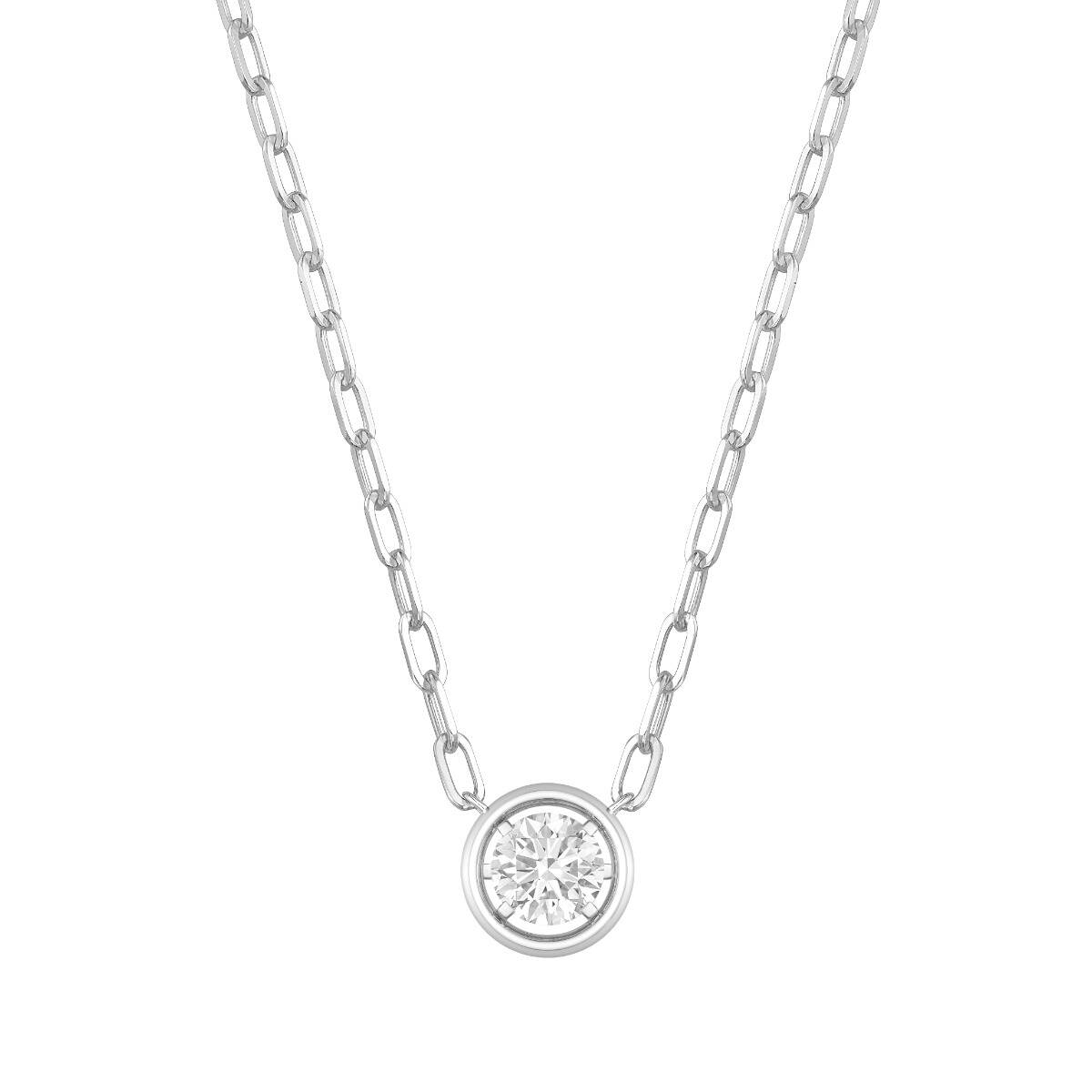 Lab-Grown Diamond Round Bezel Necklace