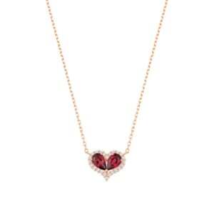 Rose Gold Rhodium Heart Diamond Necklace