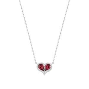 White Gold Rhodium Heart Diamond Necklace
