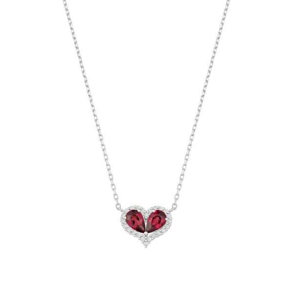 White Gold Rhodium Heart Diamond Necklace