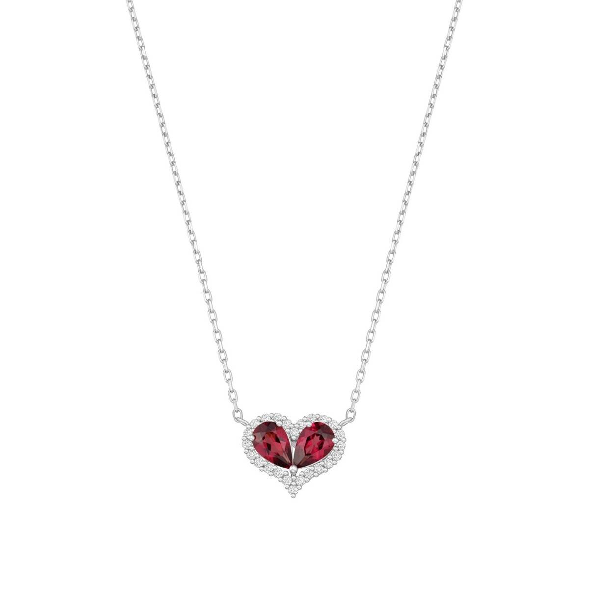 White Gold Rhodium Heart Diamond Necklace