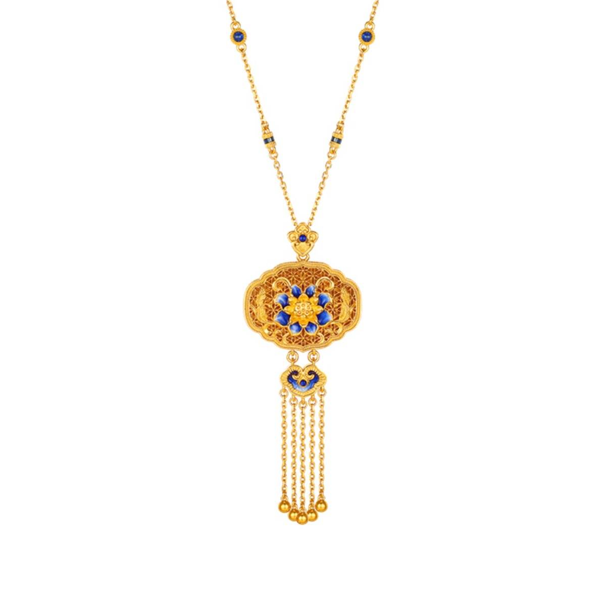 Gu Fa Jin Qing Hua Blossoms Necklace