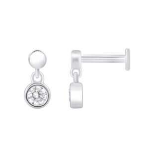 White Gold Pebble Stud Earring
