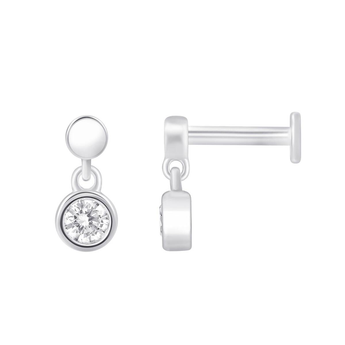 White Gold Pebble Stud Earring