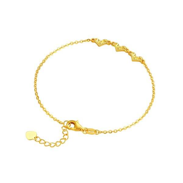 Hearts Aligned Bracelet in 916 Gold