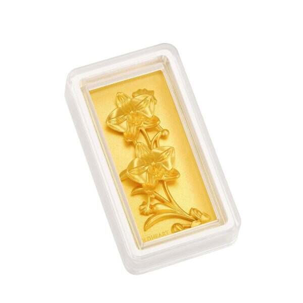 30G 3D Orchid Bloom Gold Bar